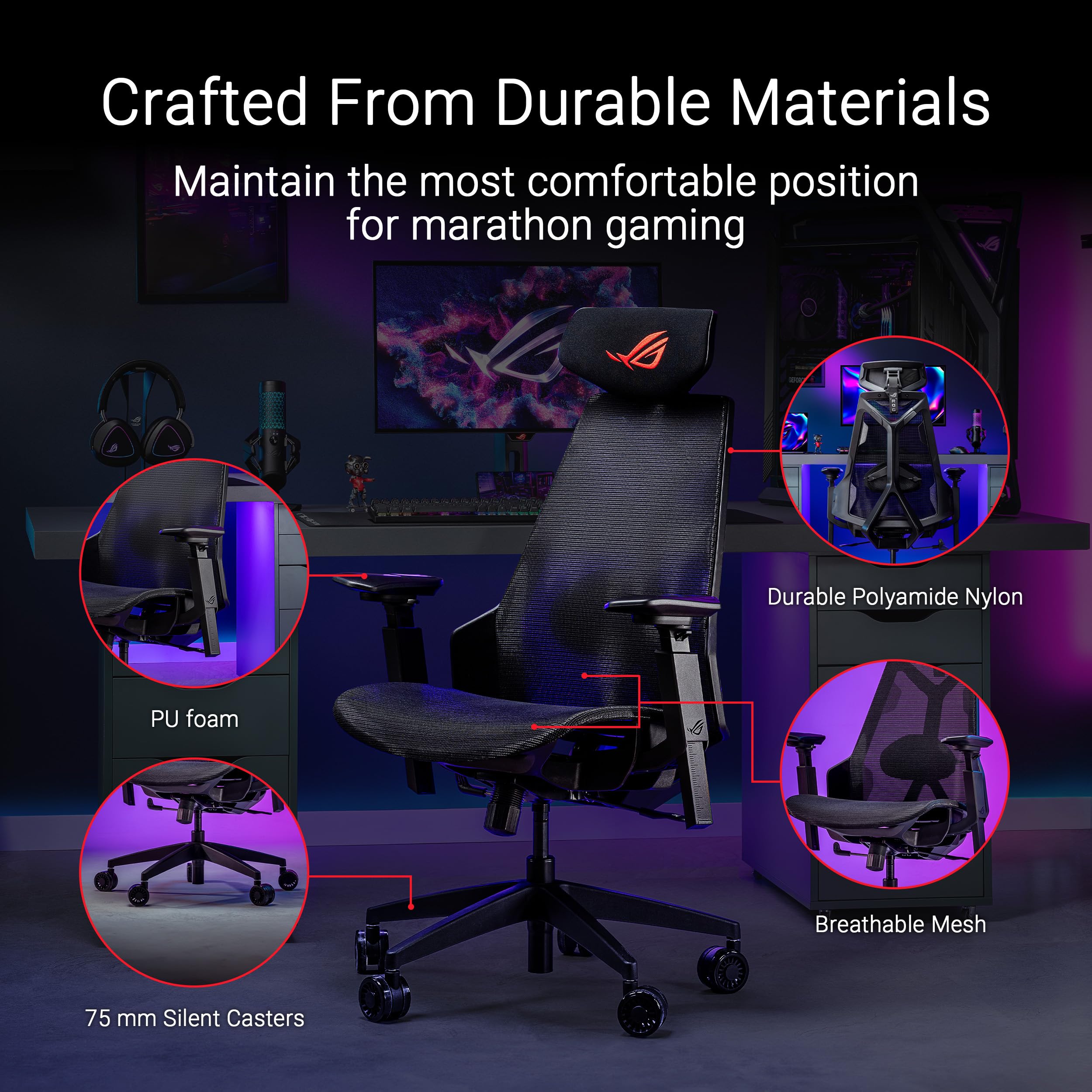 Amazon.co.jp: ASUS ROG Destrier Core Ergo ゲーミングチェア 未来的